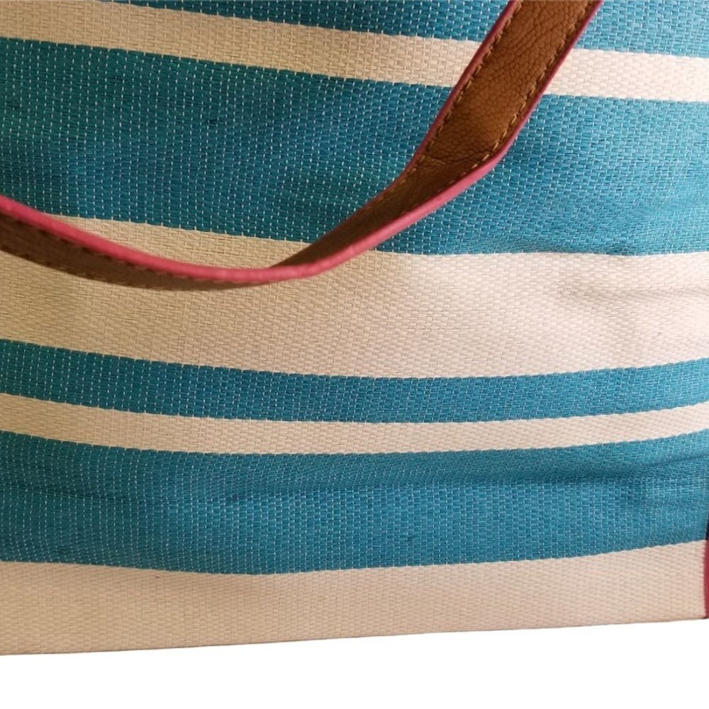 Nieman Marcus Pink & Blue Shopping Beach Tote Bag 14" - Picture 2 of 9